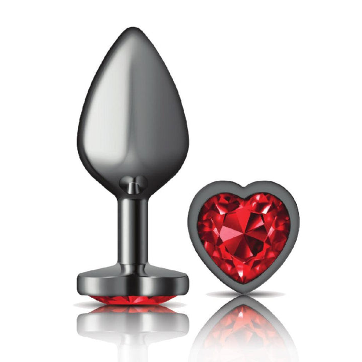 Charms Heart Metal Butt Plug Gunmetal Red